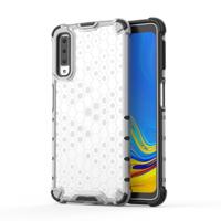 Schokbestendige honingraat PC + TPU Case voor Galaxy A7 (2018) (grijs)