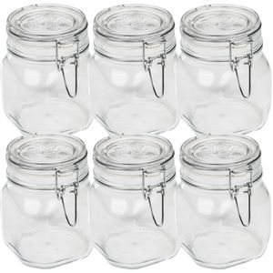 Set van 12x weckpotten/inmaakpotten 750 ml met beugelsluiting 10,5 x 13,5 cm