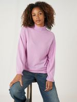 Loose fit cashmere trui met opstaande kraag met split