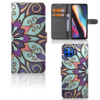 Motorola Moto G 5G Plus Hoesje Purple Flower | Portemonnee hoesje