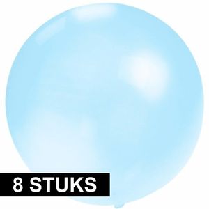 8x Feestartikelen reuze baby blauwe ballon 60 cm geschikt voor lucht of helium
