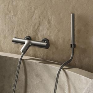 Badkraan SaniClear Iron | Opbouw | Thermostaatkraan | Incl.Handdoucheset | 2-weg | 2-knops | Rond | Verouderd ijzer - Gunmetal