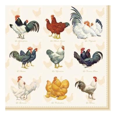 Servetten kippen en hanen - 20x st - 33 x 33 cm - Pasen thema - lunch/diner servetjes - Paas