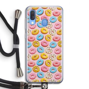 Pink donuts: Samsung Galaxy A40 Transparant Hoesje met koord