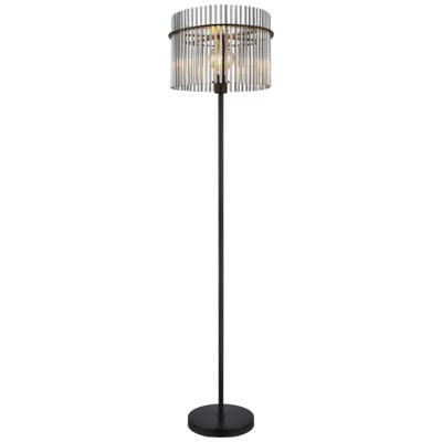 Globo Zwarte vloerlampGorley met smoke glas Ø 38cm - 15698S