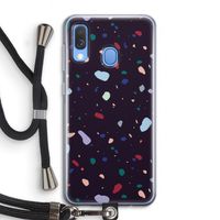 Dark Rounded Terrazzo: Samsung Galaxy A40 Transparant Hoesje met koord
