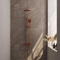 Brauer Copper Edition Regendoucheset opbouw - hoofddouche 20cm - glijstang - handdouche rond 3 standen - gladde knoppen - PVD - geborsteld koper 5-GK-240