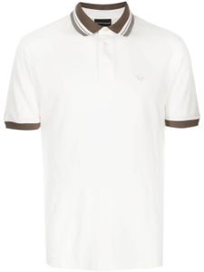 Emporio Armani polo en piqué à logo brodé - Blanc