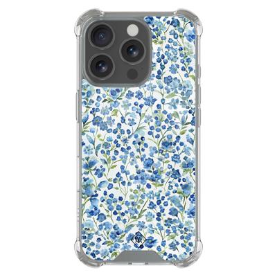 iPhone 16 Pro Max shockproof hoesje - Vintage blue floral