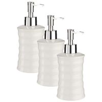 3x stuks zeeppompje/zeepdispenser parelwit keramiek 18 cm - thumbnail