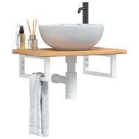 Badkamer wandschap staal en massief eikenhout