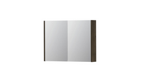 INK SPK1 spiegelkast met 2 dubbel gespiegelde deuren, 1 verstelbaar glazen planchet, stopcontact en schakelaar 80 x 14 x 60 cm, fineer charcoal