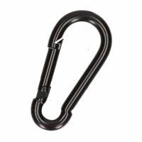 Karabijnhaak - 1x - zwart - staal - 8 cm - carabiner - 230 kg draagkracht - thumbnail