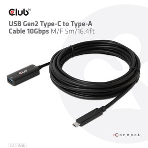 club3D USB-kabel USB 3.2 Gen2 (USB 3.1 Gen2) USB-C stekker, USB-B bus 5.00 m Zwart CAC-1536