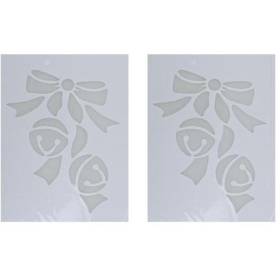 Kerst raamsjabloon kerstbelletjes - 2x - wit - 35 cm - raamdecoratie - kerstversiering