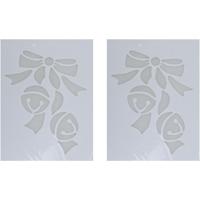 Kerst raamsjabloon kerstbelletjes - 2x - wit - 35 cm - raamdecoratie - kerstversiering