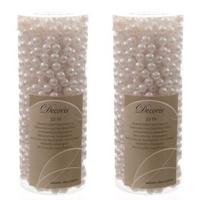 Decoris Kralenslinger - 2x - wit - 10 meter - kunststof - glans - kerstslinger - kerstversiering