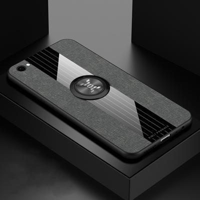 Voor vivo Y67 XINLI stiksels doek textuur schokbestendig TPU beschermhoes met ring houder (grijs)