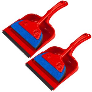Stoffer en blik - Set van 2x stuks - kunststof/schuimrubber - 33 x 21 cm - rood
