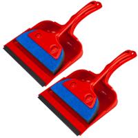 Stoffer en blik - Set van 2x stuks - kunststof/schuimrubber - 33 x 21 cm - rood