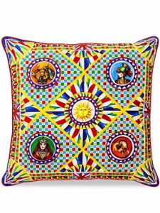 Dolce & Gabbana grand coussin en velours à imprimé Sicilian Carretto - Jaune