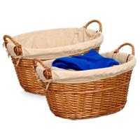 Rieten opberg mand - 2x - gevlochten riet - bruin - 60 x 48 x 35 cm - met hengsels