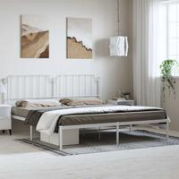 Bedframe met hoofdbord metaal wit 183x213 cm