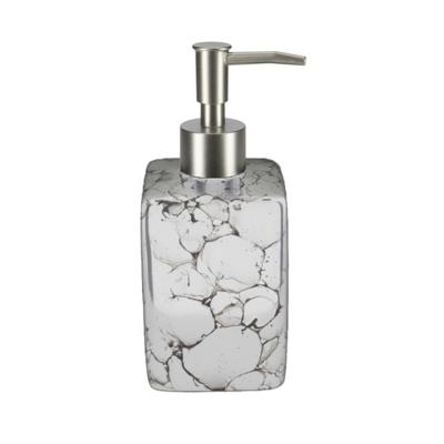 Items Zeeppompje/dispenser - wit - marmerlook - 330 ml - navulbaar - keuken/toilet/badkamer