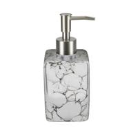 Items Zeeppompje/dispenser - wit - marmerlook - 330 ml - navulbaar - keuken/toilet/badkamer