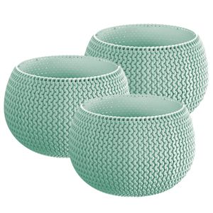 Set van 3x stuks plantenpotten/bloempotten kunststof dia 14.5 cm en hoogte 11 cm mintgroen