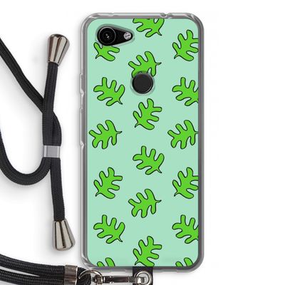 Groene blaadjes: Pixel 3a Transparant Hoesje met koord