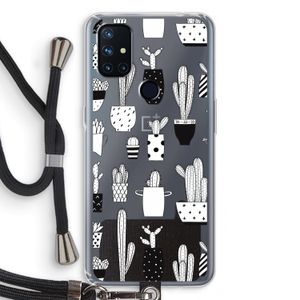 Cactusmotief: OnePlus Nord N10 5G Transparant Hoesje met koord