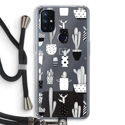 Cactusmotief: OnePlus Nord N10 5G Transparant Hoesje met koord