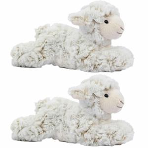 Pluche schaap/lammetje knuffel liggend - Set van 2x stuks - 22 cm - Boerderij knuffelbeesten