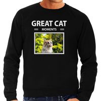 Rode kat foto sweater zwart voor heren - great cat moments cadeau trui katten liefhebber 2XL  -