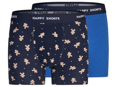 Happy Shorts Set van 2 heren kerstboxers (Blauw/donkerblauw, M) Happy Shorts Set van 2 heren kerstboxers (Blauw/donkerblauw, M)