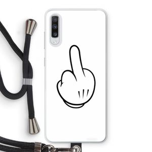 Middle finger white: Samsung Galaxy A70 Transparant Hoesje met koord