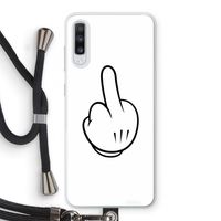 Middle finger white: Samsung Galaxy A70 Transparant Hoesje met koord