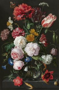 Stilleven met bloemen in een glazen vaas van Jan Davidsz. de Heem