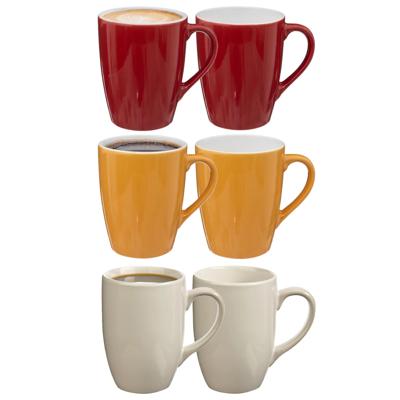 5Five Koffiemokken Colorama - 6x stuks - Keramiek - in 3 kleuren - 380 ml - 9 x 11 cm