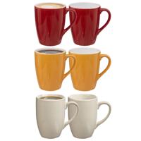 5Five Koffiemokken Colorama - 6x stuks - Keramiek - in 3 kleuren - 380 ml - 9 x 11 cm