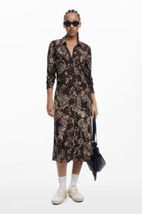 Overhemdjurk met slangenprint - BROWN - XL