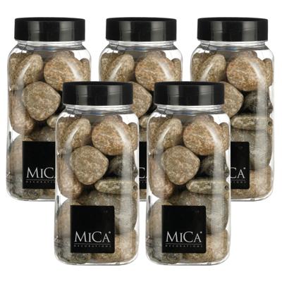 Mica Decorations decoratie stenen - 5x - 650ml - groot - beige mix - hobby steentjes