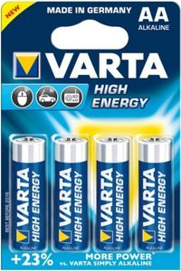 Blister 4 AA Alkaline batterijen Varta