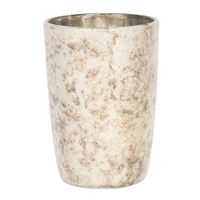 Clayre & Eef Theelichthouder Ø 6x9 cm Beige Glas Rond Waxinelichthouder Beige Waxinelichthouder