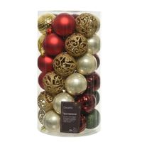 Decoris kerstballen - 37x - rood/groen/goud - 6 cm -kunststof - Kerstbal