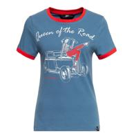 Queen Kerosin Queen of the Road Contrast Shirt Blue-XS