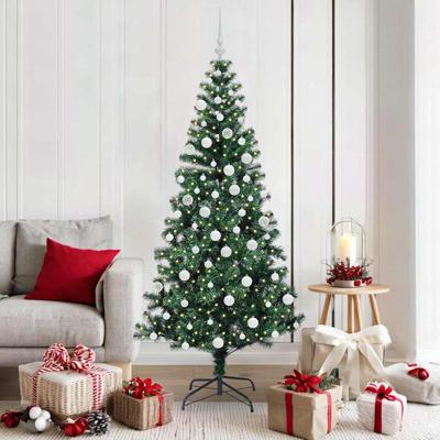 VidaXL Kunstmatig voorverlicht kerstboom groen 180 cm pvc en metaal