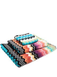 Missoni Home lot de 3 serviettes à motif zigzag - Bleu