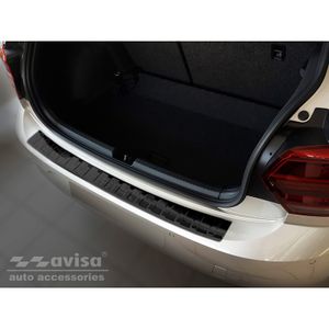 Zwart RVS Bumper beschermer passend voor Volkswagen Polo VI 5-deurs 2017- 'Ribs' AV245033